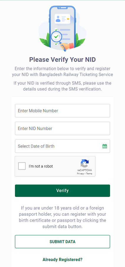 NID Verification for Train Ticket
