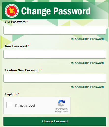 VAT Online Change Password