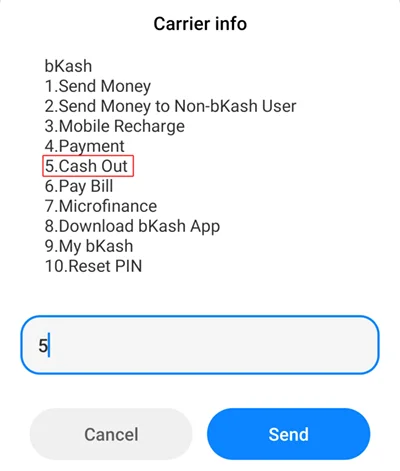 bKash Cash Out code