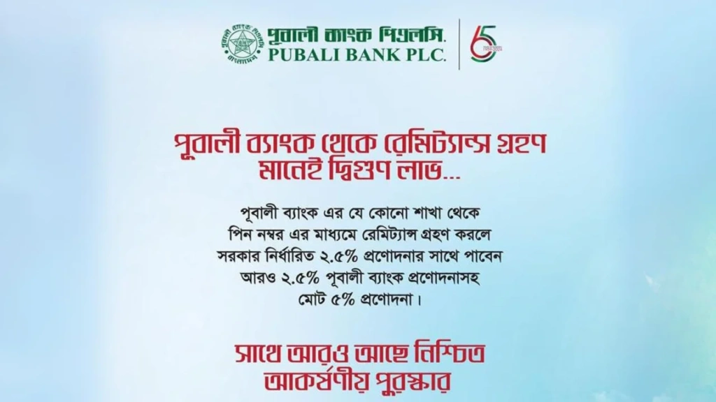 Bonus on Pubali Bank Remittance