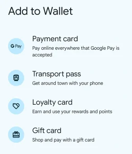 Google Wallet Add to Payment Card