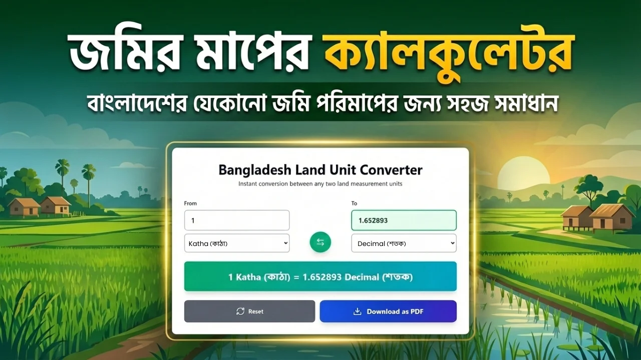জমি মাপার ক্যালকুলেটর Bangladesh land measurement calculator