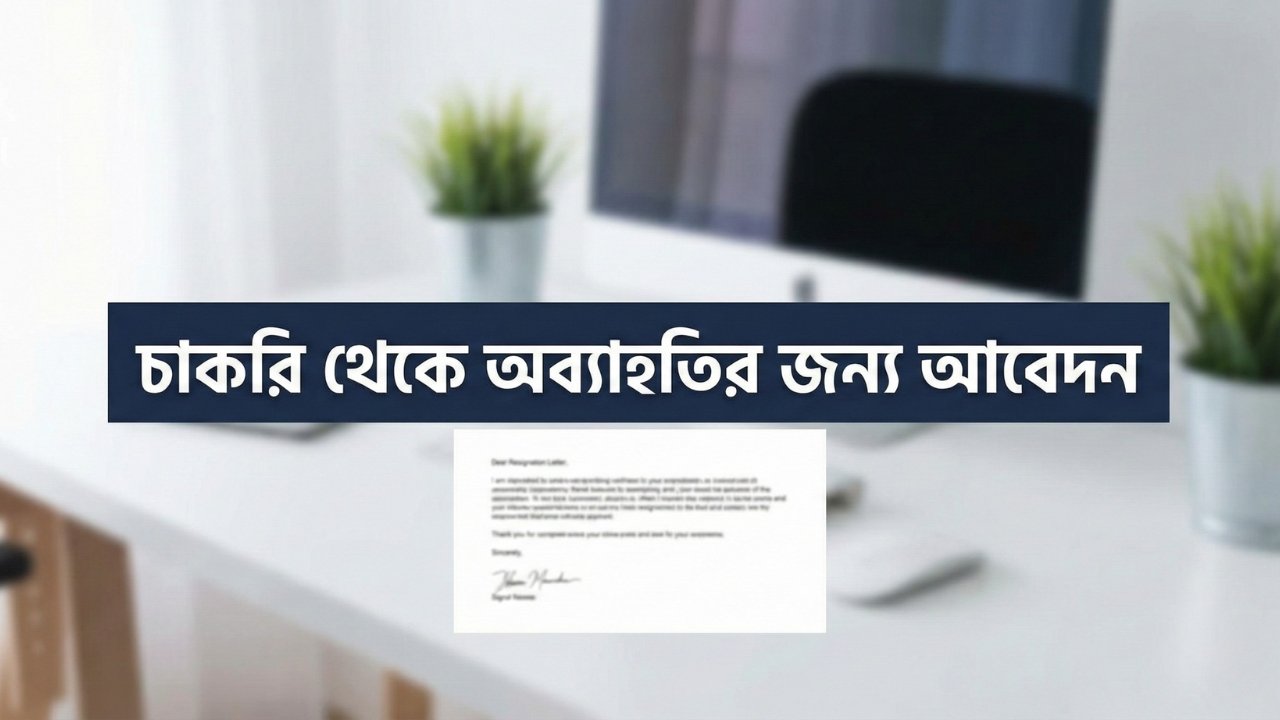 চাকরি থেকে অব্যাহতির জন্য আবেদন resignation letter format bangla